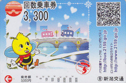 Carte Prépayée Japon -Animal - ABEILLE Pont Bus - BEE Japan Prepaid Card - BIENE Prepaid Karte - 44 - Honingbijen