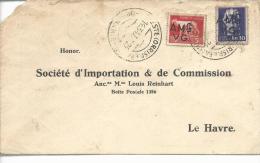 Trieste Pour Le Havre "soc D´import.& De Commission Louis Reinhardt" Timbres 14,16 Occup.interalliée 1952 - Marcophilie