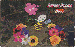 Télécarte Dorée Japon / 110-016 - Animal ABEILLE - BEE GOLD Phonecard ** Série JAPAN FLORA ** - BIENE  - 61 - Honingbijen