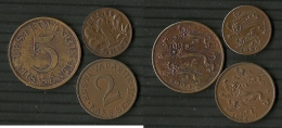 Estland Estonia Estonie 1 - 5 Senti Coins 1929 - 1934 - Estonia