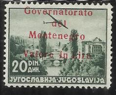 MONTENEGRO 1942 AEREA SOPRASTAMPATO OVERPRINTED AIR MAIL 20 D MLH FIRMATO SIGNED - Montenegro