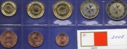 EURO-Einführung Malta 2008 Stg 25€ Stempelglanz Der Staatlichen Münze Valetta Set 1C. - 2€ Münzen Republik Im Mittelmeer - Malta