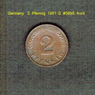 GERMANY    2  PFENNIG  1961 G   (KM # 106) - 2 Pfennig