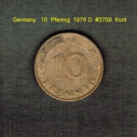 GERMANY    10  PFENNIG  1976 D (KM # 108) - 10 Pfennig