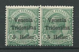 Venezia Tridentina, 1919 Fr. Del 1906-17 Sovrastampati  "Venezia Tridentina  5 Heller" Su 5c. Verde .Coppia MNH** - Trentino