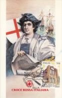 RED CROSS, CHRISTOPHER COLUMBUS, SHIPS, CM, MAXICARD, CARTES MAXIMUM, 1992, ITALY - Christophe Colomb