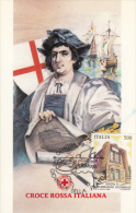 RED CROSS, CHRISTOPHER COLUMBUS, SHIPS, CM, MAXICARD, CARTES MAXIMUM, 1992, ITALY - Cristóbal Colón