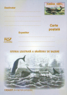 WHALES HUNTER'S HISTORY, WHALES, PC STATIONERY, ENTIER POSTAL, 2003, ROMANIA - Wale