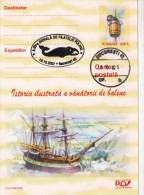WHALES HUNTER'S HISTORY, WHALES, SHIP, PC STATIONERY, ENTIER POSTAL, 2002, ROMANIA - Balene