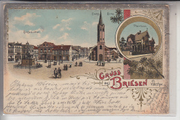 WESTPREUSSEN - BRIESEN / WABRZEZNO, Lithographie 1905, Kriegerdenkmal / Kirche / Pfarrhaus - Westpreussen