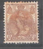 Nederland / Pays Bas 1908, Yvert N° 55 , 15 C Brun  , Neuf *,cote 120 Euros, B/TB, Peu Courant - Ongebruikt