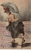 Illustrée Signée Henri BOUTET  . Jolie Femme Sous Un Parapluie - Boutet