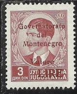 MONTENEGRO 1942 GOVERNATORATO RED OVERPRINTED SOPRASTAMPA ROSSA LIRE 3 D MNH BEN CENTRATO WELL CENTERED - Montenegro