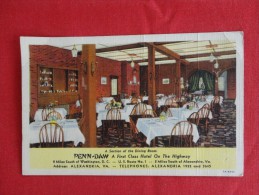 Virginia > Alexandria  Penn Daw  Restaurant Interior 1938 Cancel  Linen  Ref 1145 - Alexandria