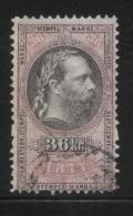 AUSTRIA 1877  EMPEROR FRANZ-JOZEF 36KR RED REVENUE ERLER 139 PERF 10.75 X 10.75 - Fiscaux