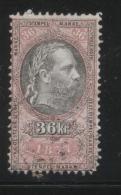 AUSTRIA 1877  EMPEROR FRANZ-JOZEF 36KR RED REVENUE ERLER 139 PERF 10.75 X 10.75 - Fiscali