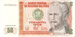 BILLETE DE PERU DE 50 INTIS DEL AÑO 1987  (BANKNOTE) SIN CIRCULAR-UNCIRCULATED - Perú