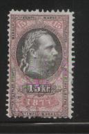 AUSTRIA 1877  EMPEROR FRANZ-JOZEF 15KR RED REVENUE ERLER 137 PERF 10.50 X 10.50 - Fiscale Zegels