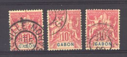 Gabon  :  Yv  20  (o)    3 Exemplaires - Usados