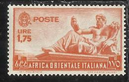 AFRICA ORIENTALE ITALIANA EASTERN ITALIAN AOI 1938 SOGGETTI VARI LIRE 1,75 MNH - Africa Orientale Italiana