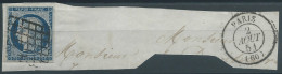 Lot N°24240    N°4a Bleu Foncé/fragment, Oblit  Grille Et Cachet à Date De PARIS 1302 Du  2 Aout 1851, Ind 14 - 1849-1850 Ceres