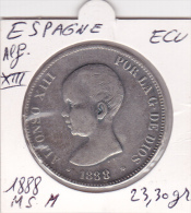 ECU ESPAGNE Alfonse XIII 1888 MS.M Poids 23,30 Grammes - Andere & Zonder Classificatie