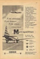 # CONVAIR 1950s Italy Advert Pub SAS SABENA SWISSAIR Airlines Airways Aviation Airplane - Werbung