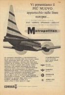 # CONVAIR 1950s Italy Advert Pub SAS SABENA SWISSAIR Airlines Airways Aviation Airplane - Publicités