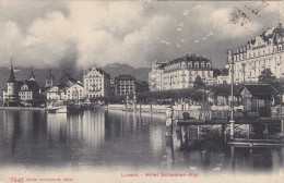 SUISSE,SWITZERLAND,SVIZZERA,SCHWEIZ,HELVETIA,SWISS ,LUZERN EN 1907,LUCERNE,lac,hotel Schwanen Rigi,port,timbre - Lucerne