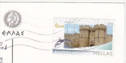 Timbre / Stamp / Grèce / Greece / Collé Sur Carte Postale - Postwaardestukken