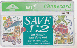 United Kingdom Old Optic Phonecard - 20 Units - L 2 Off Family Fun Days Out - BT Emissioni Generali