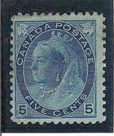 * 1898 CANADA 5 C.  Bleu Azure (YVERT N. 67 ) MH CAT. 160,00 - Nuovi