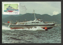 Macau Bateau De Passagers Hydrofoil Carte Maximum 1986 Macao Passenger Boat Maxicard - Maximumkaarten