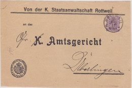 WÜRTTEMBERG - 1915 - DEVANT D' ENVELOPPE De SERVICE De ROTTWEIL (VORDERSEITE) - Enteros Postales
