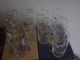 KRONENBOURG  -SERIE DE 10 VERRES PUBLICITAIRES SUR LES PAYS - RARE - Glazen