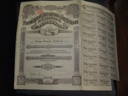 Action De Capital " Tramways Et Entreprises Electriques De St Petersbourg "1912 Bon état,reste Des Coupons - Ferrocarril & Tranvías