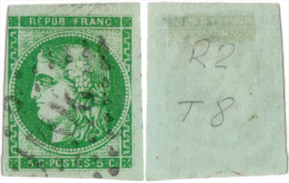 Emission Bordeaux N°42 R 2  (2ème état) Imp° Défectueuse : Filets Altérés + Coins Guillochis Atténués - 1870 Bordeaux Printing