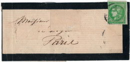 Emission Bordeaux - LSC - Sept 1871 - N°42 R 2 Seul / Lettre De Deuil Obl. Càd 22 Mm De Province - 1870 Emission De Bordeaux