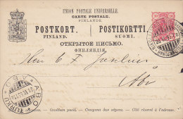 Finland Postal Stationery Ganzsache Entier 10 Pen Lion Arms NIKOLAISTAD 1895 To ÅBO Turku (2 Scans) - Enteros Postales