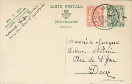 Belgium Postal Stationery Ganzsache Entier Carte Postale Wappenlöwe Lion Arms QUIEVRAIN 1939 To DOUR (2 Scans) - Briefkaarten 1934-1951