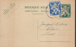 Belgium Uprated Postal Stationery Ganzsache Entier Carte Postale Siegesausgabe Wappenlöwe Lion Arms 1945 (2 Scans) - Postkarten 1934-1951