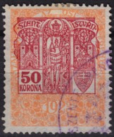 1923  Hungary - Revenue Stamp - 50 K - Used - Fiscaux