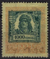 1923   Hungary - Revenue Stamp - 1000 K - Used - Fiscale Zegels