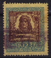 1923  Hungary - Revenue Stamp - 5000 K - Used - Steuermarken