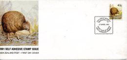 NOUVELLE-ZELANDE. N°1108 Sur Enveloppe 1er Jour (FDC) De 1991. Kiwi. - Kiwi's
