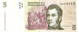 BILLETE DE ARGENTINA DE 5 PESOS SERIE D  (BANKNOTE) - Argentine