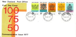 NOUVELLE-ZELANDE. N°679-83 Sur Enveloppe 1er Jour (FDC) De 1977. Armoiries. - Omslagen