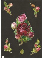 Lot De 5  Découpis Bouquet De Roses  17 Cm Boutons De Roses 9 Cm - Flowers
