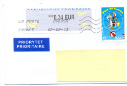 France ATM Vignette LISA Type Avions En Papier Et Lucky Luke Sur Lettre Vers Belgique - 2000 « Avions En Papier »