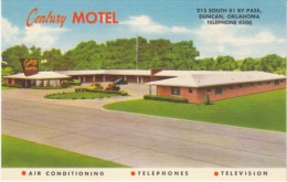 Duncan OK Oklahoma, Century Motel, Lodging, C1940s/50s Vintage Linen Postcard - Otros & Sin Clasificación